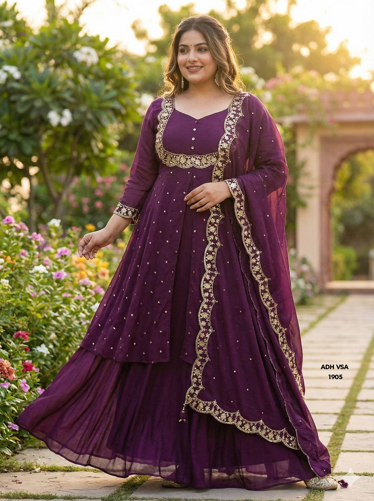 Black Georgette Heavy Embroidery Work Anarkali Gown Set